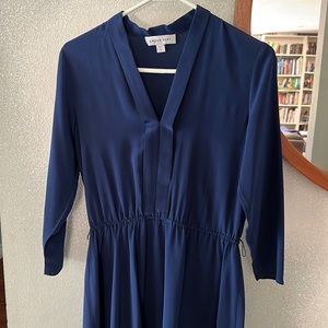 Amour Vert Navy Silk Dress in S (Will fit XS also)
